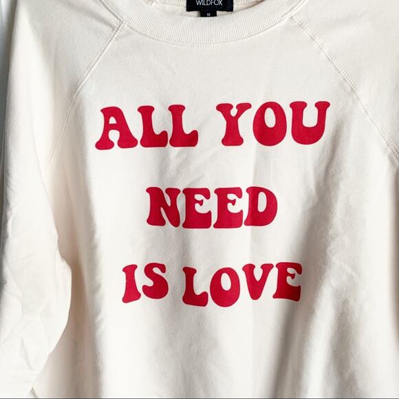 WILDFOX All You Need Is Love Crewneck Sweatshirt Graphic Print Beatles Large NWT - Picture 2 of 8